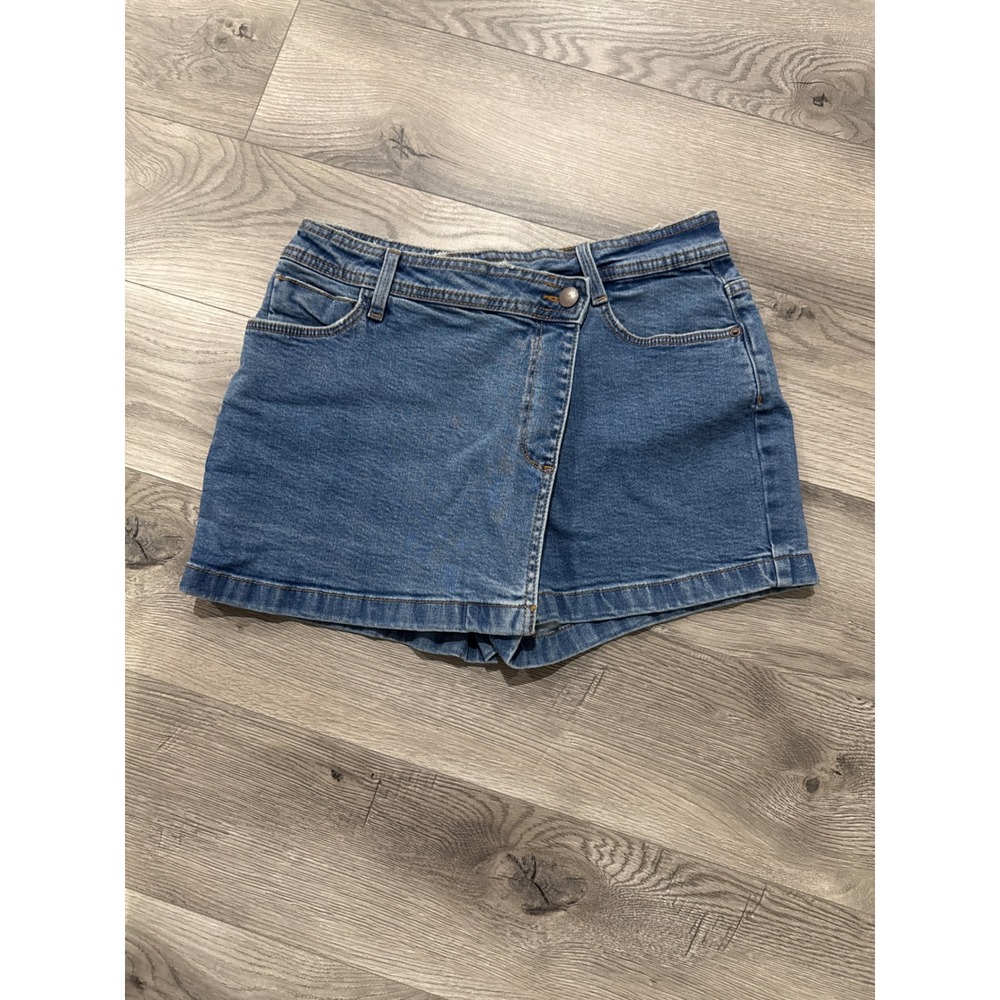 Francescas Harper Heritage Denim Skort Medium‎ Wash Asymmetric Wrap Mini size M